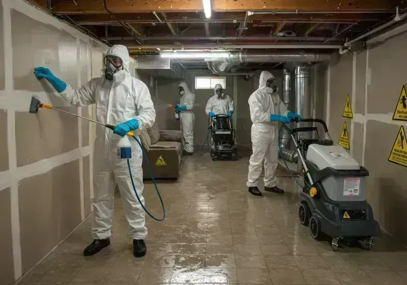 Basement Moisture Removal and Structural Drying process in High Ridge, MO